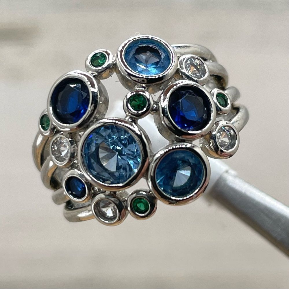 Beautiful Statement Bubble Blue White Sapphire Di… - image 1